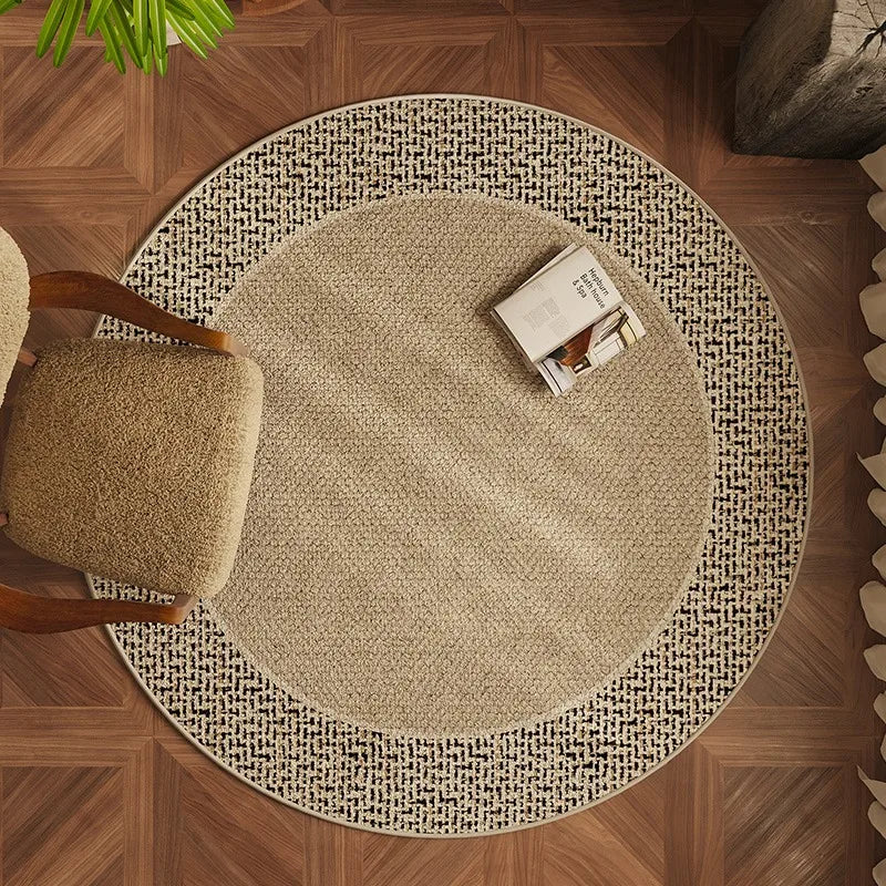 Round Bedroom Rug Light Luxury Study Coffee Table Floor Mat Retro Brown Living Room Carpet for Leisure Area Cloakroom Ковер 러그