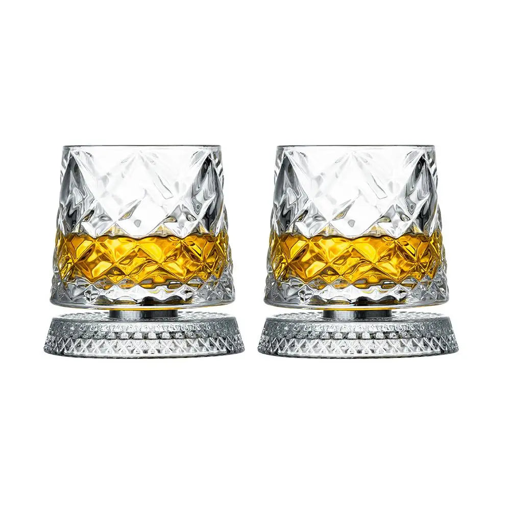Rotating Whiskey Glass,Fashion Whiskey Glasses, Glassware For Bourbon, Gin, Voldka, Brandy For Cocktail Party Drinking Gift