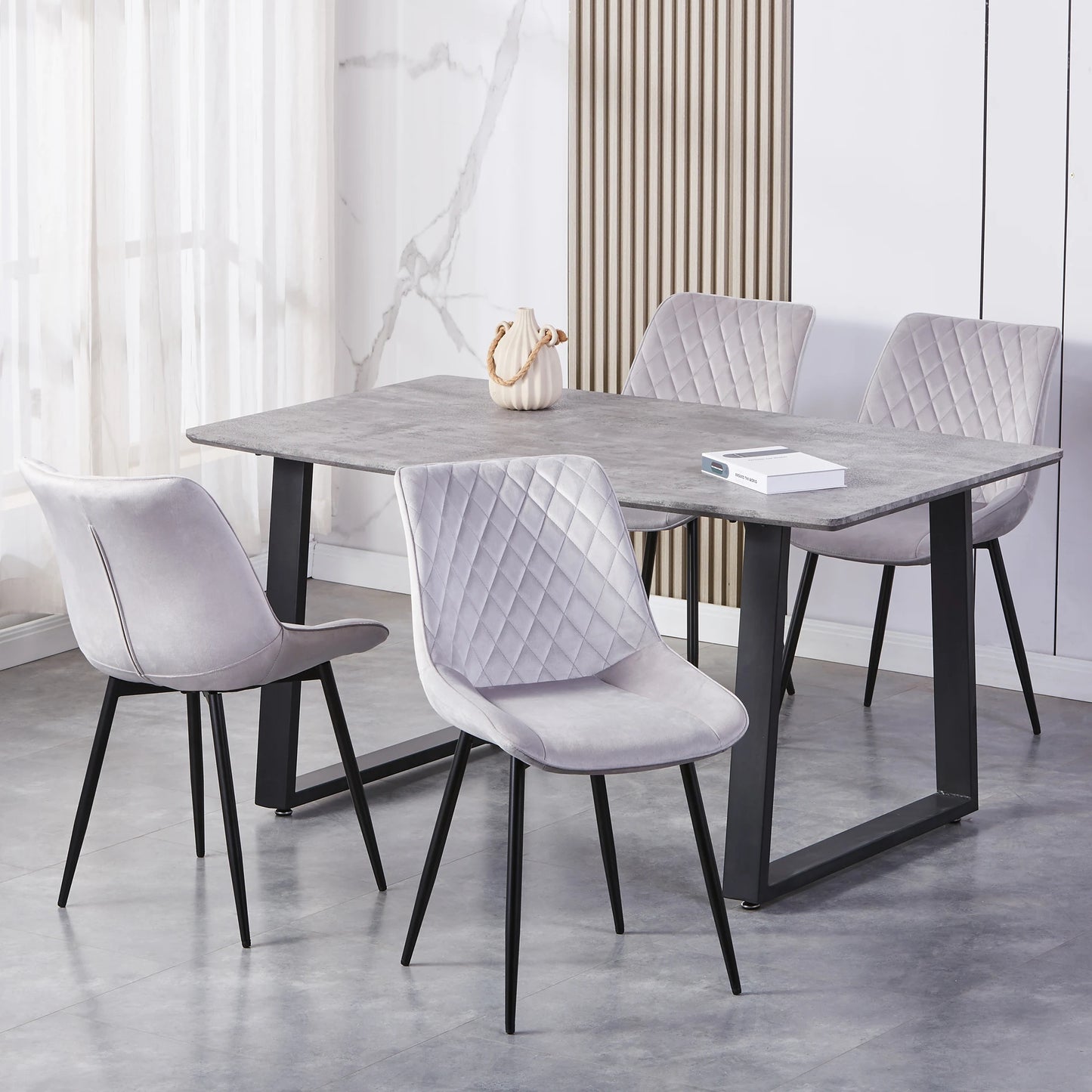 Set of 2 Dining Chairs Leisure Velvet Dining Chairs Padded Seat & Metal Legs for Dining Living Room Kitchen  Restaurants-Elle
