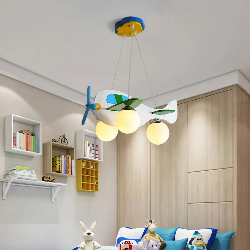 Kids chandelier for Children Room Bedroom Creative aircraft lamp Bedroom glass ball lamp home Kids boys girl chandelier