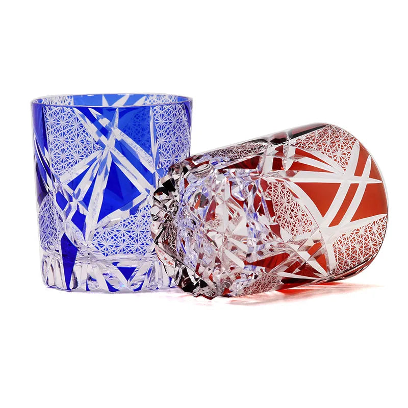 Edo Kiriko Drinking Glass Old Fashioned Crystal Whisky Cup For Scotch Bourbon Hand Cut Design Cocktail Glass With Gift Box 1PC