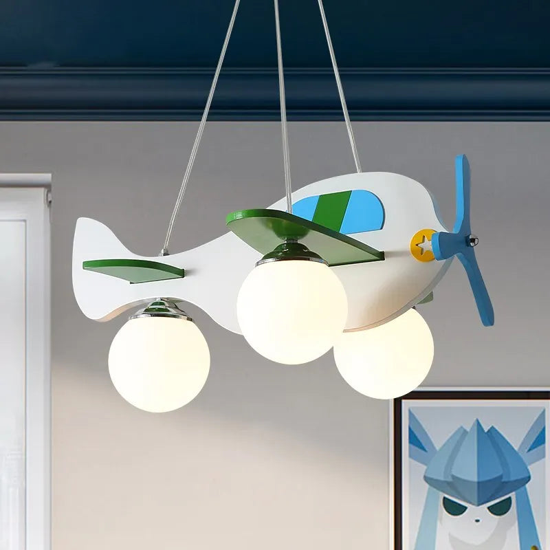 Kids chandelier for Children Room Bedroom Creative aircraft lamp Bedroom glass ball lamp home Kids boys girl chandelier