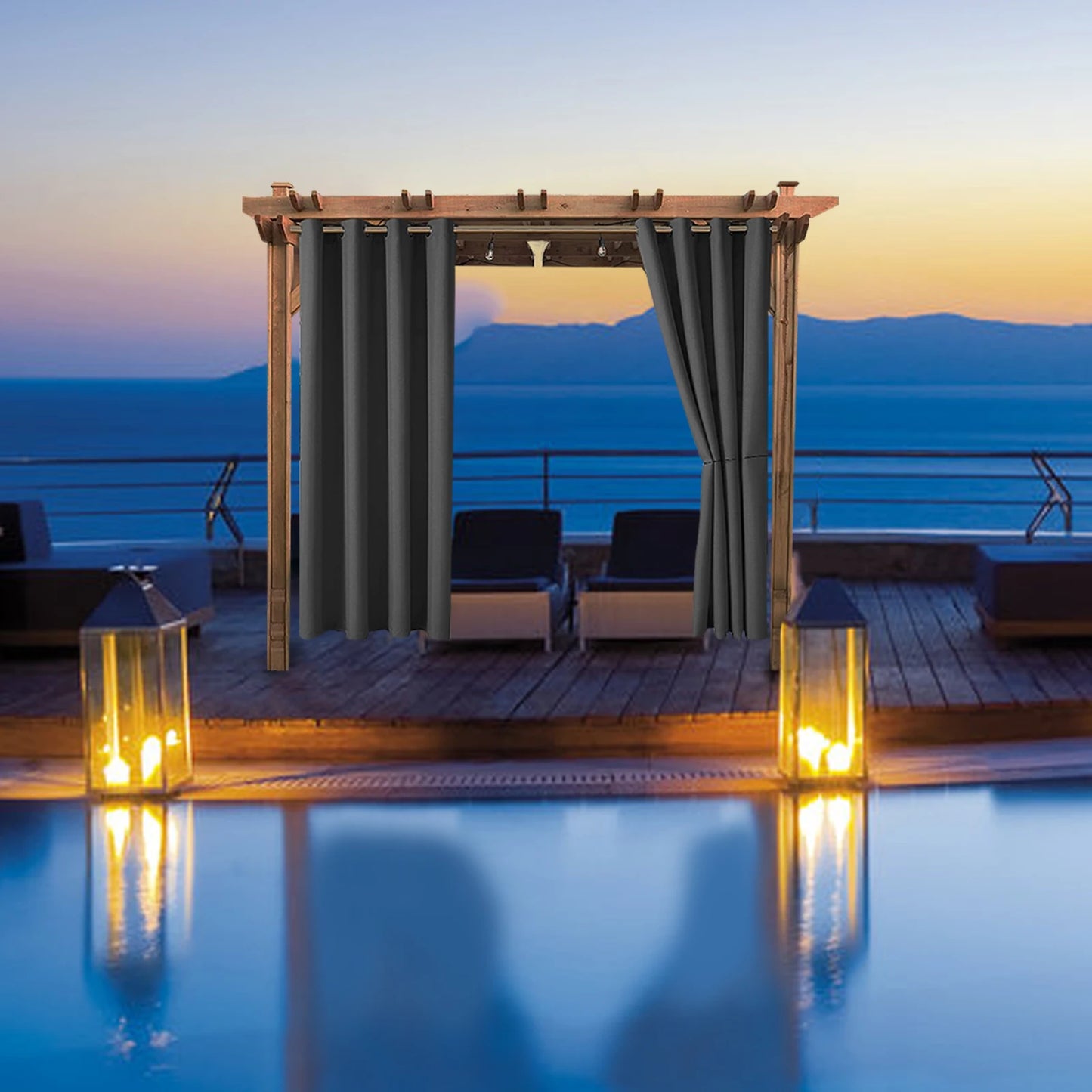 privacy outdoor curtains waterproof garden uv exterior curtain street gazebo curtain for patio porch pergola terrace cabana Pool