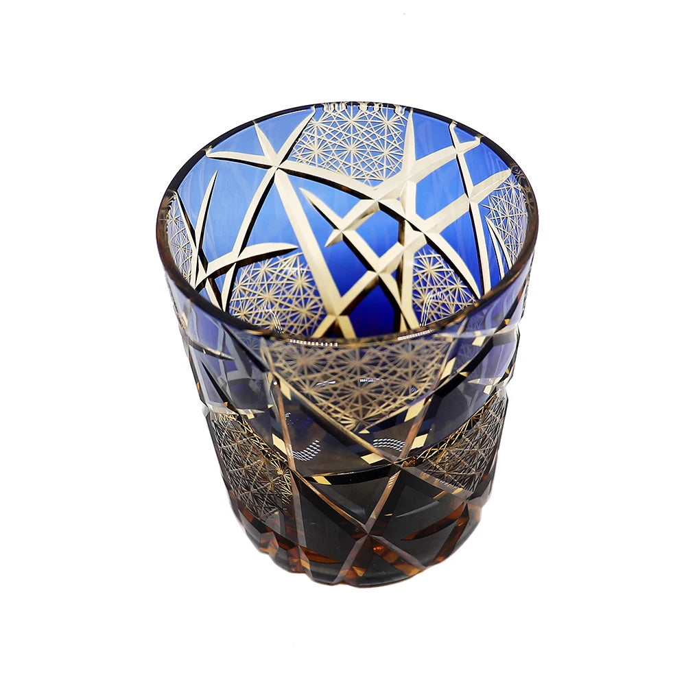 Edo Kiriko Drinking Glass Old Fashioned Crystal Whisky Cup For Scotch Bourbon Hand Cut Design Cocktail Glass With Gift Box 1PC