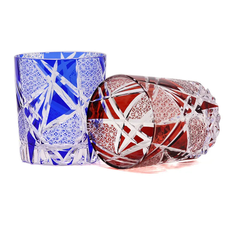 Edo Kiriko Drinking Glass Old Fashioned Crystal Whisky Cup For Scotch Bourbon Hand Cut Design Cocktail Glass With Gift Box 1PC