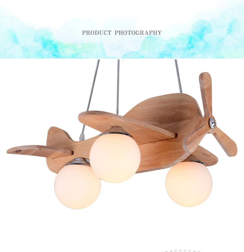 Kids chandelier for Children Room Bedroom Creative aircraft lamp Bedroom glass ball lamp home Kids boys girl chandelier