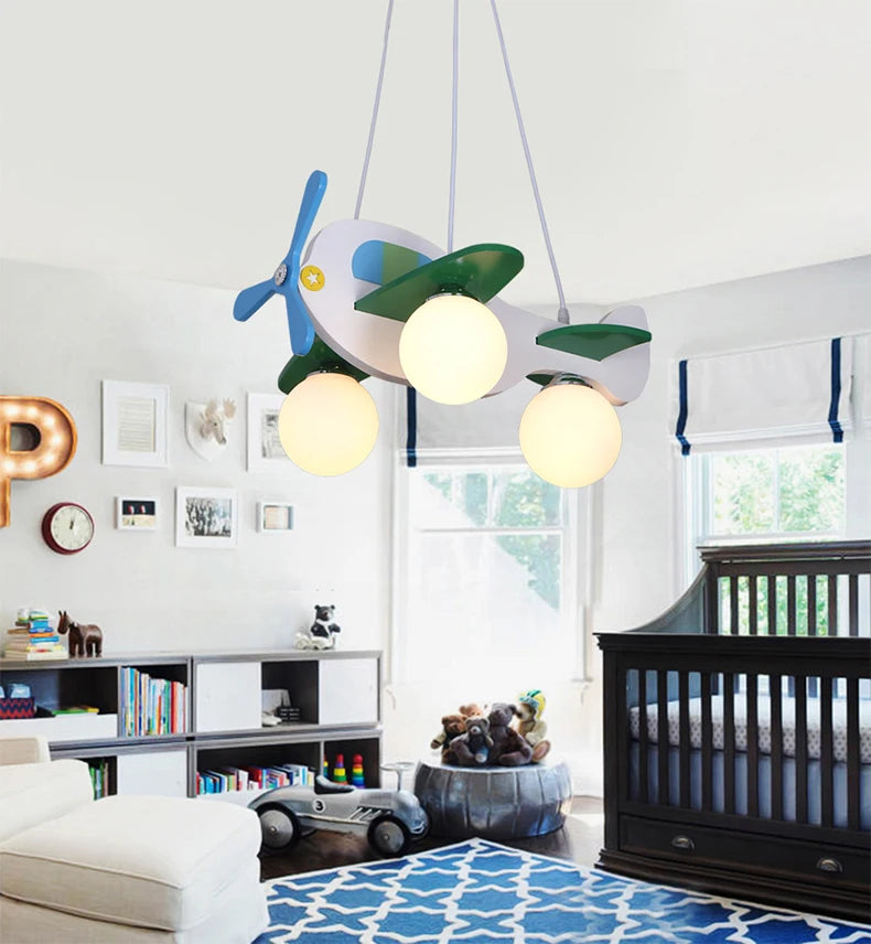 Kids chandelier for Children Room Bedroom Creative aircraft lamp Bedroom glass ball lamp home Kids boys girl chandelier