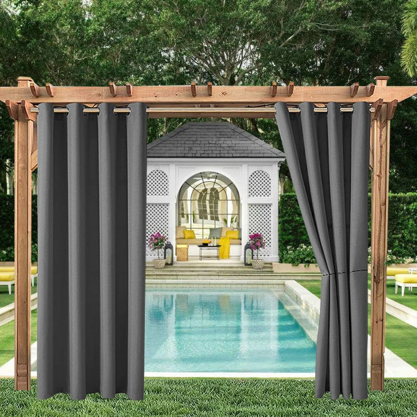 privacy outdoor curtains waterproof garden uv exterior curtain street gazebo curtain for patio porch pergola terrace cabana Pool