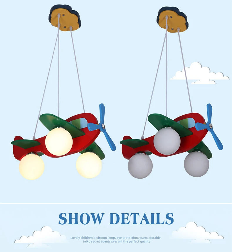 Kids chandelier for Children Room Bedroom Creative aircraft lamp Bedroom glass ball lamp home Kids boys girl chandelier