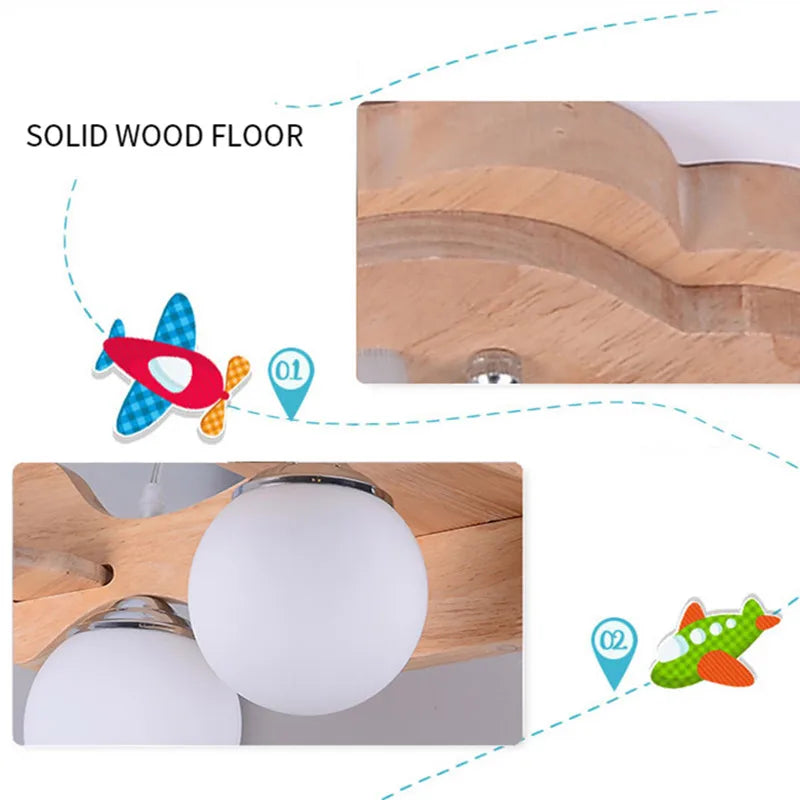 Kids chandelier for Children Room Bedroom Creative aircraft lamp Bedroom glass ball lamp home Kids boys girl chandelier