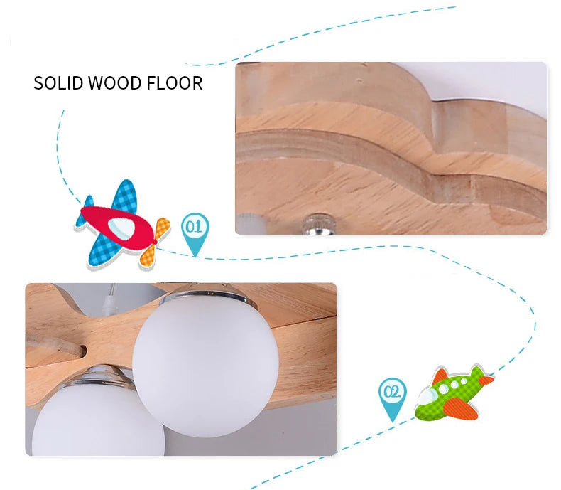 Kids chandelier for Children Room Bedroom Creative aircraft lamp Bedroom glass ball lamp home Kids boys girl chandelier