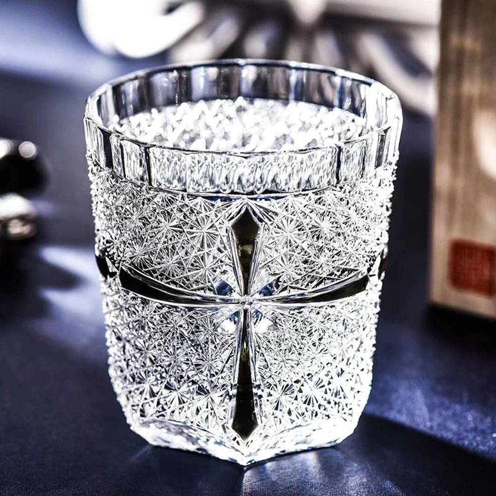 Edo Kiriko Drinking Glass Old Fashioned Crystal Whisky Cup For Scotch Bourbon Hand Cut Design Cocktail Glass With Gift Box 1PC