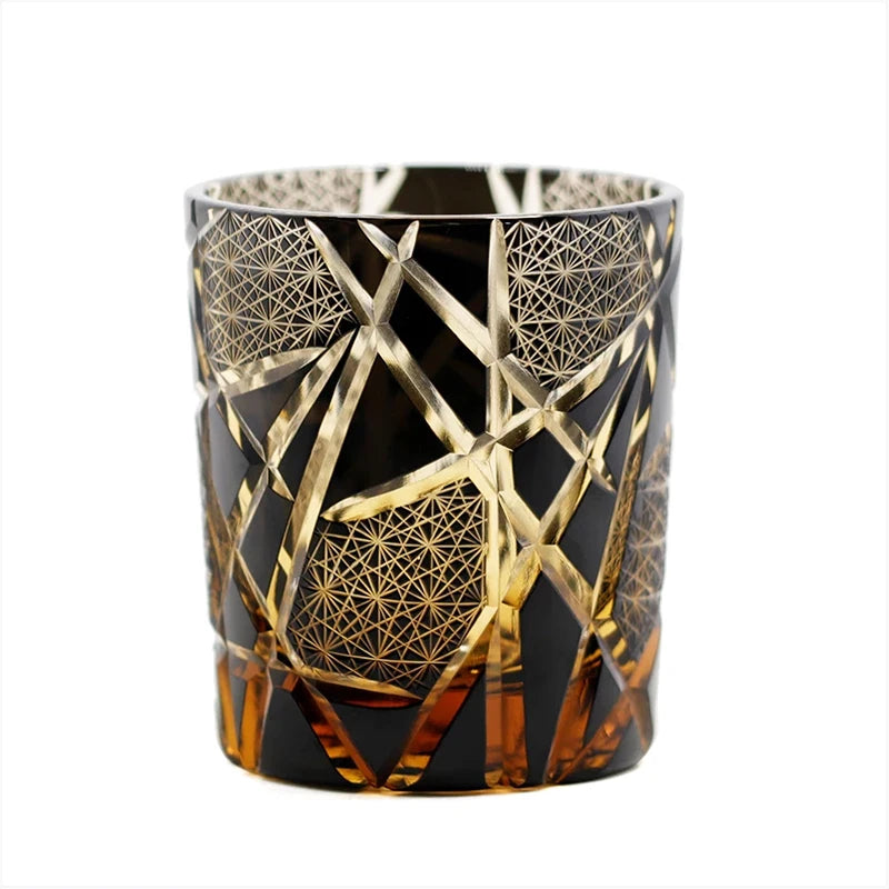 Edo Kiriko Drinking Glass Old Fashioned Crystal Whisky Cup For Scotch Bourbon Hand Cut Design Cocktail Glass With Gift Box 1PC