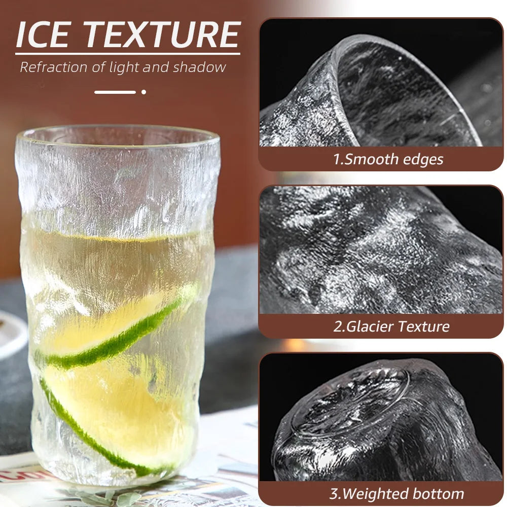 300ml/360ml Glass Cup Frosted Glacier Glass Water Cup Coffee Whiskey Beer Tea Mug Drinks Milk Cup Glass Mugs Handle Drinkware