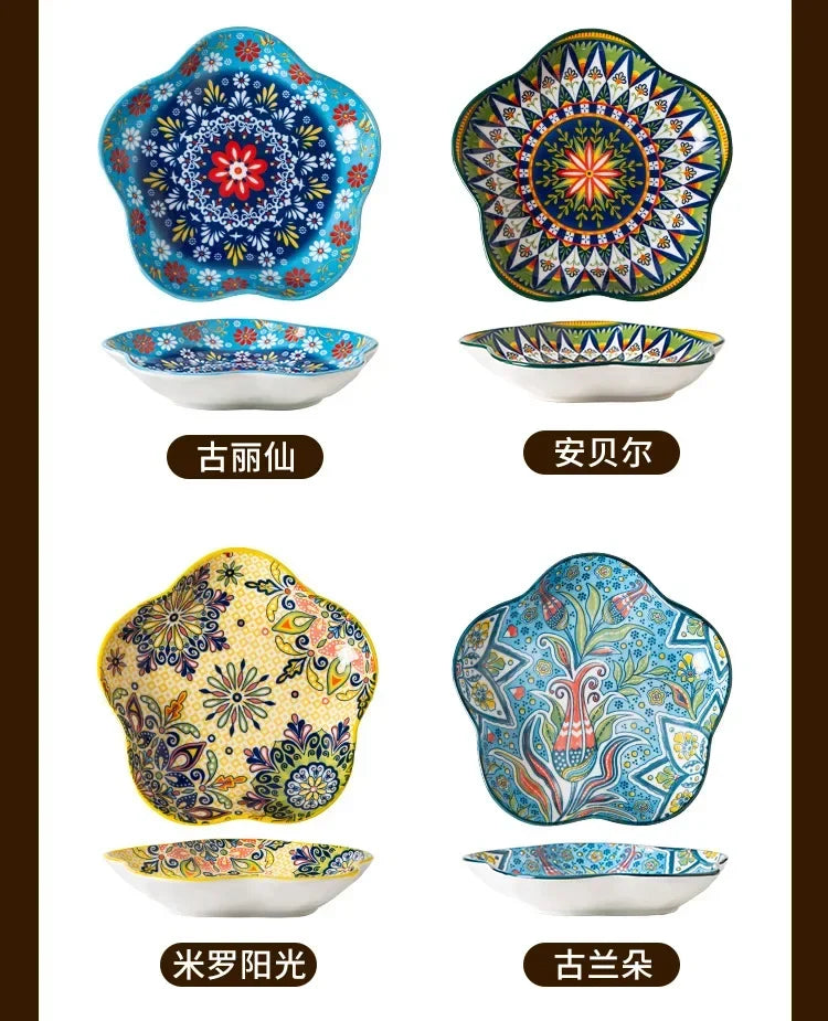 Ceramic Plates Vegetable Fruit Salad Good-looking Plate Breakfast Plates Exquisite Plum blossom Dinner Plate Western Pasta Plate