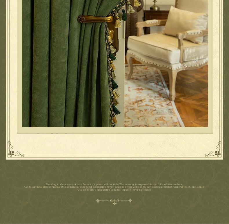 Blackout Curtains Living Room Retro American Chenille Bedroom Window Curtains IG Living Room Modern Elegant Solid Color Curtain