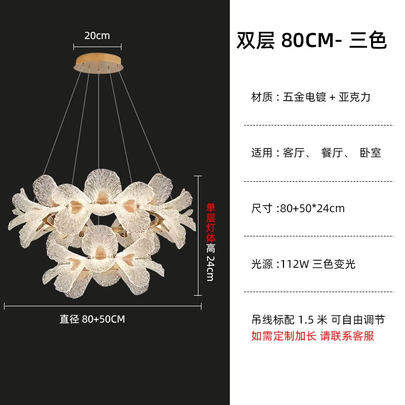 Luxury Ceiling Chandelier French for Home Decoration Living Room Pendant Light Dining Room Bedroom Flower LED Hanging Lamp LED