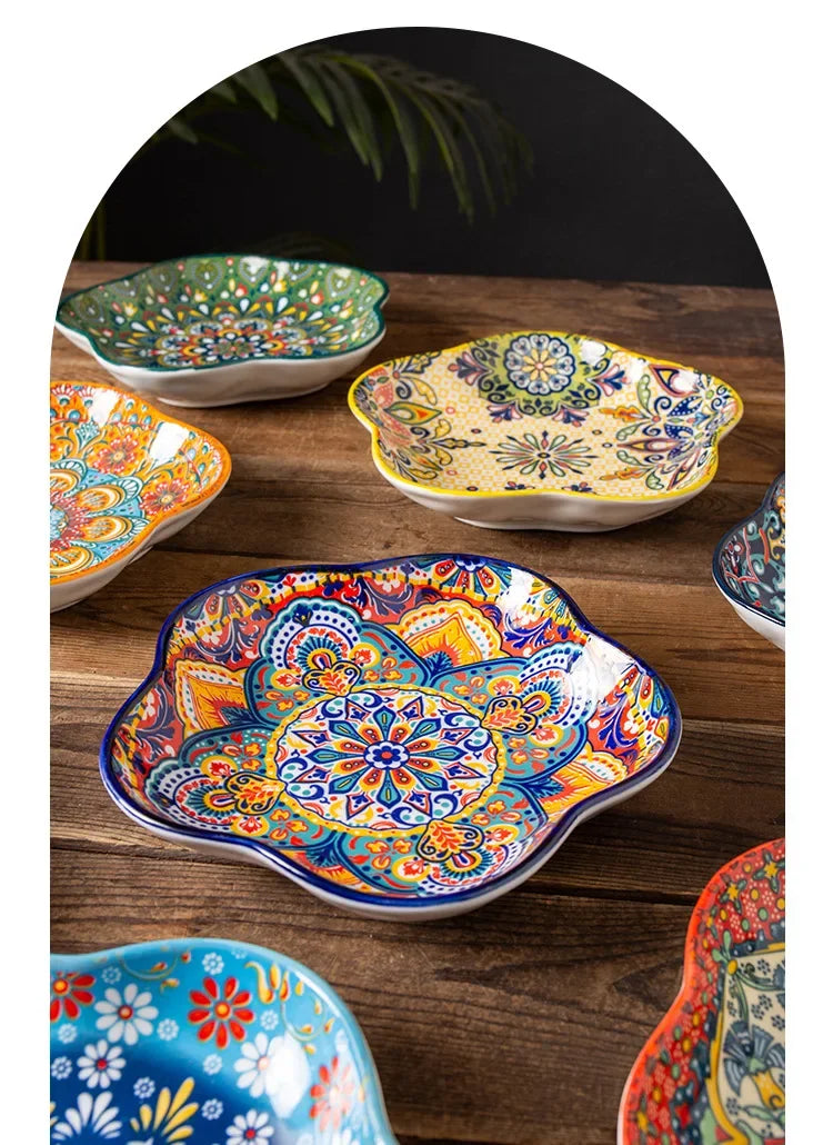 Ceramic Plates Vegetable Fruit Salad Good-looking Plate Breakfast Plates Exquisite Plum blossom Dinner Plate Western Pasta Plate