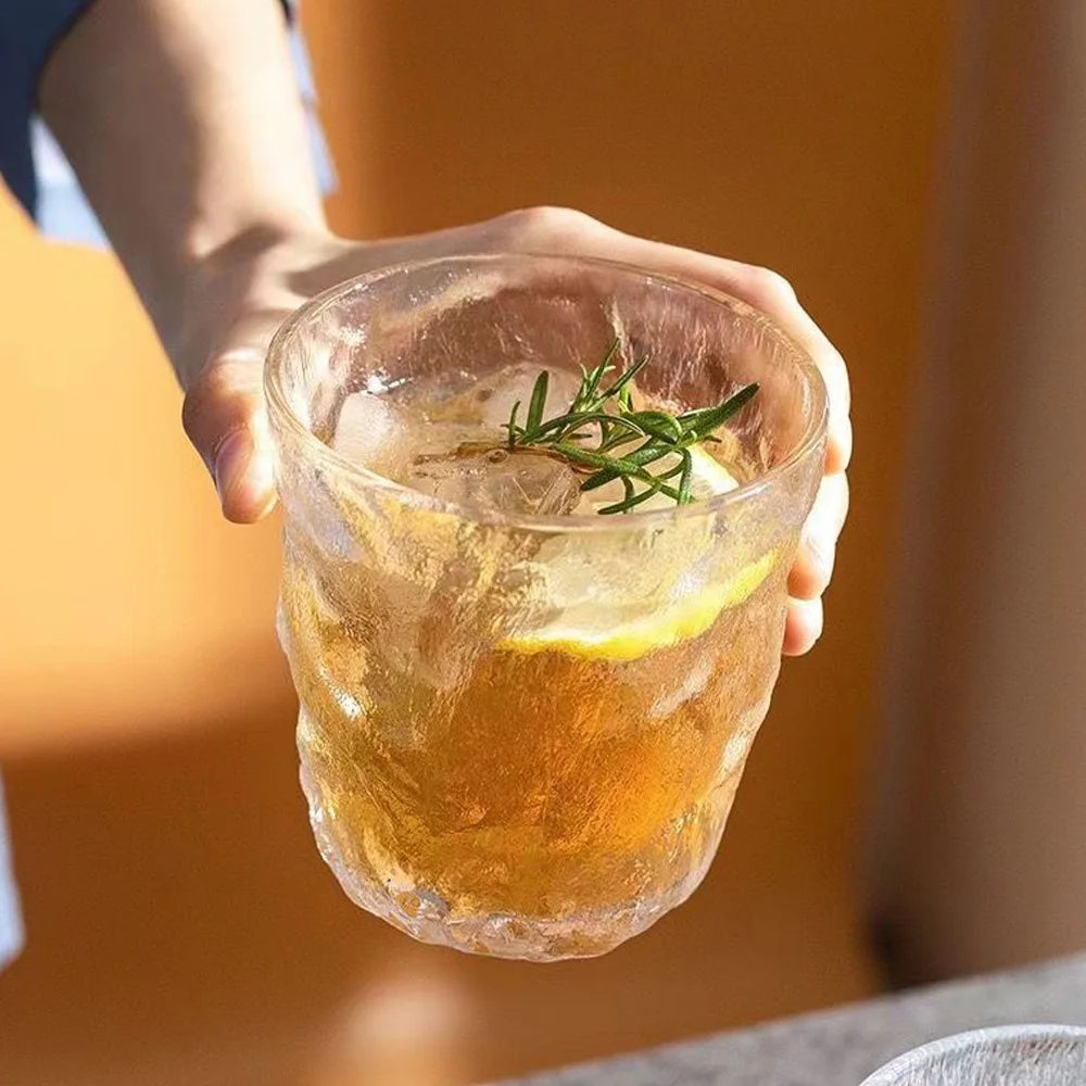 300ml/360ml Glass Cup Frosted Glacier Glass Water Cup Coffee Whiskey Beer Tea Mug Drinks Milk Cup Glass Mugs Handle Drinkware