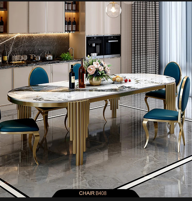 Stainless steel Dining Room Set Home Furniture modern marble dining table