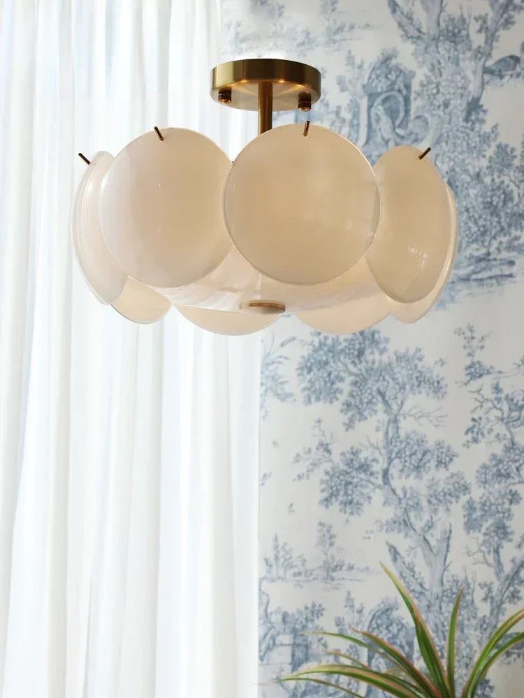 French Cream Style Chandelier Modern White Glass Ceiling Chandelier Living Room Bedroom Kitchen Luxury Dining Room Hanging Lamp