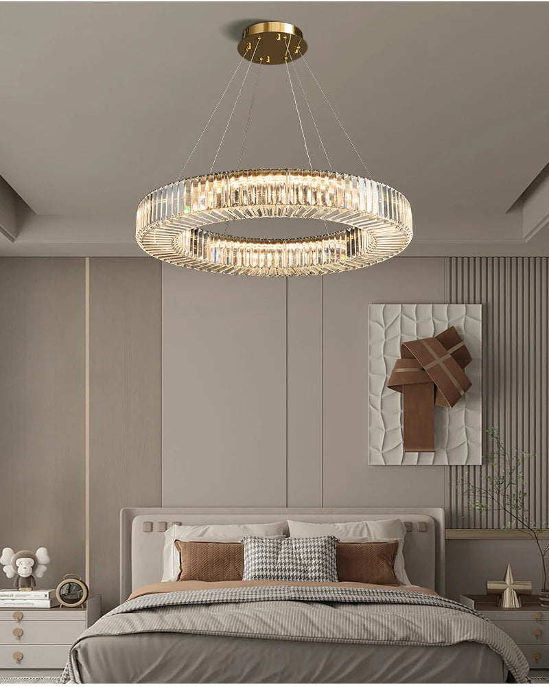 Modern Led Chandelier Round Rectangular Living Room Hanging Lamp Home Decor Indoor Lighting New Creative Kitchen Crystal Lustre