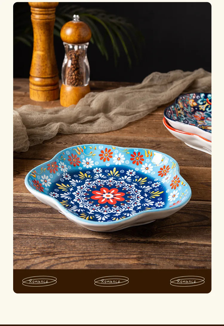 Ceramic Plates Vegetable Fruit Salad Good-looking Plate Breakfast Plates Exquisite Plum blossom Dinner Plate Western Pasta Plate