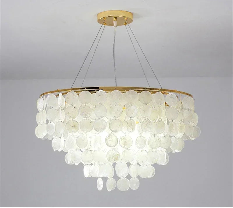 Shell Chandelier Bedroom Lighting Modern Hanging Chandelier With Gold Color For Living Room Dining Room Nordic Pendant Lights