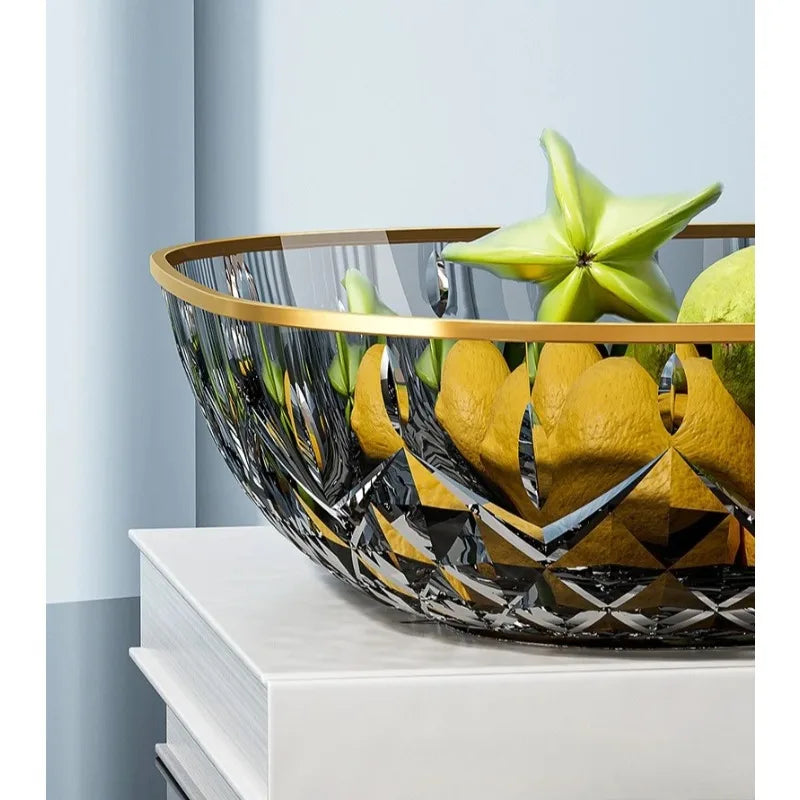 Hot Household Fruit Bowl Salad Dessert Biscuit Plate Plastic Square Transparent Tray Golden Edge Snack Plates Tableware