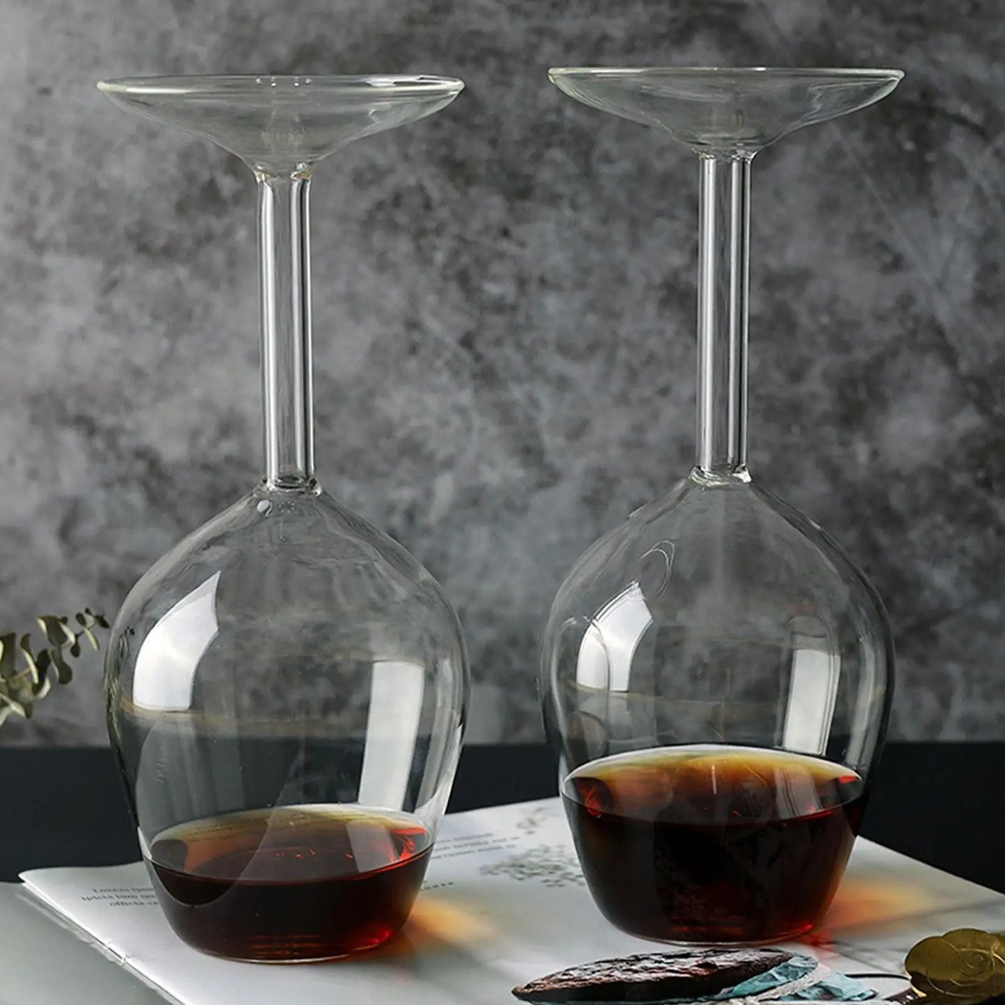 Upside down Wine Glass Red Wine Glasses Modern Glassware Cups 400ml for Hot and Cold Drinks Women Birthday Valentine's Day