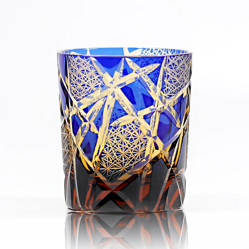 Edo Kiriko Drinking Glass Old Fashioned Crystal Whisky Cup For Scotch Bourbon Hand Cut Design Cocktail Glass With Gift Box 1PC