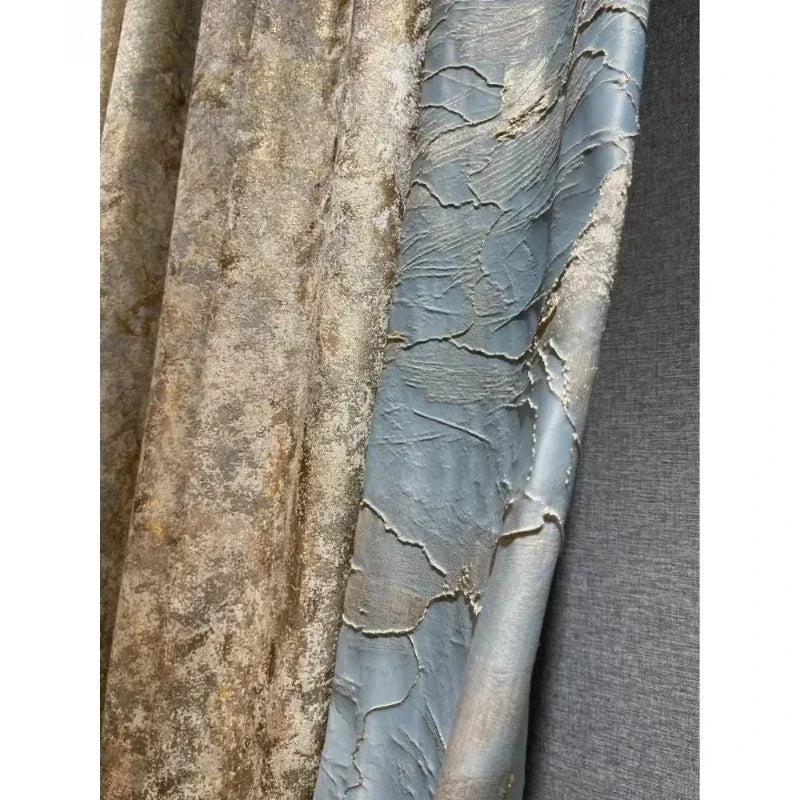 European Curtains For Living Room Dining Bedroom Minimalist Lace Modern American Opaque Blackout Printing Gold Wire Custom Size