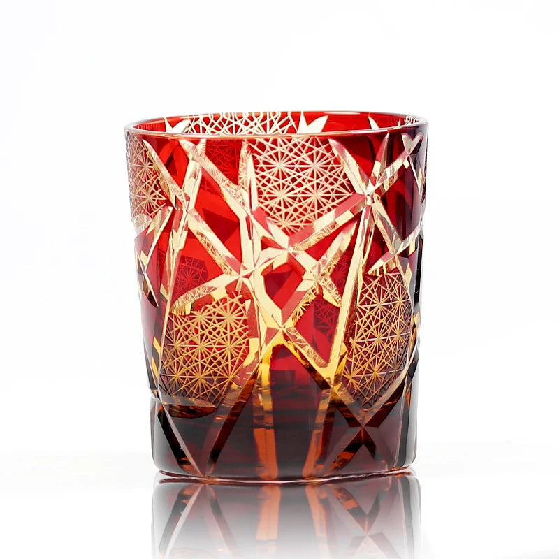 Edo Kiriko Drinking Glass Old Fashioned Crystal Whisky Cup For Scotch Bourbon Hand Cut Design Cocktail Glass With Gift Box 1PC