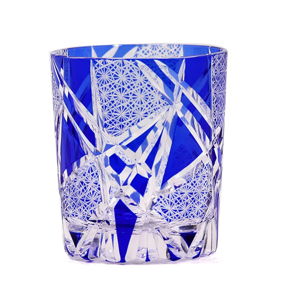 Edo Kiriko Drinking Glass Old Fashioned Crystal Whisky Cup For Scotch Bourbon Hand Cut Design Cocktail Glass With Gift Box 1PC