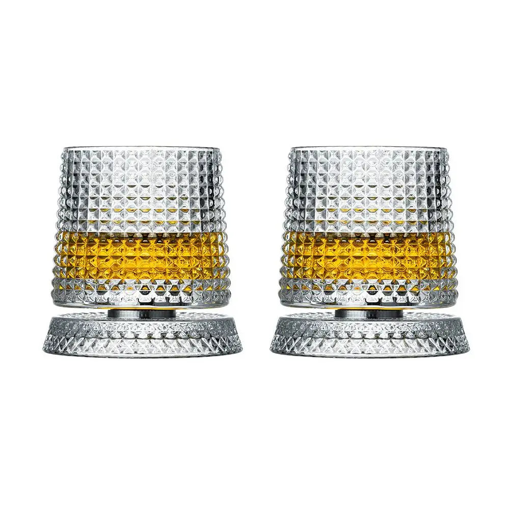 Rotating Whiskey Glass,Fashion Whiskey Glasses, Glassware For Bourbon, Gin, Voldka, Brandy For Cocktail Party Drinking Gift