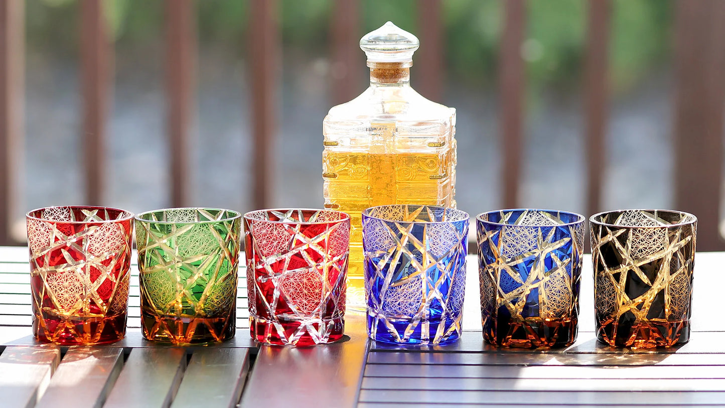 Edo Kiriko Drinking Glass Old Fashioned Crystal Whisky Cup For Scotch Bourbon Hand Cut Design Cocktail Glass With Gift Box 1PC