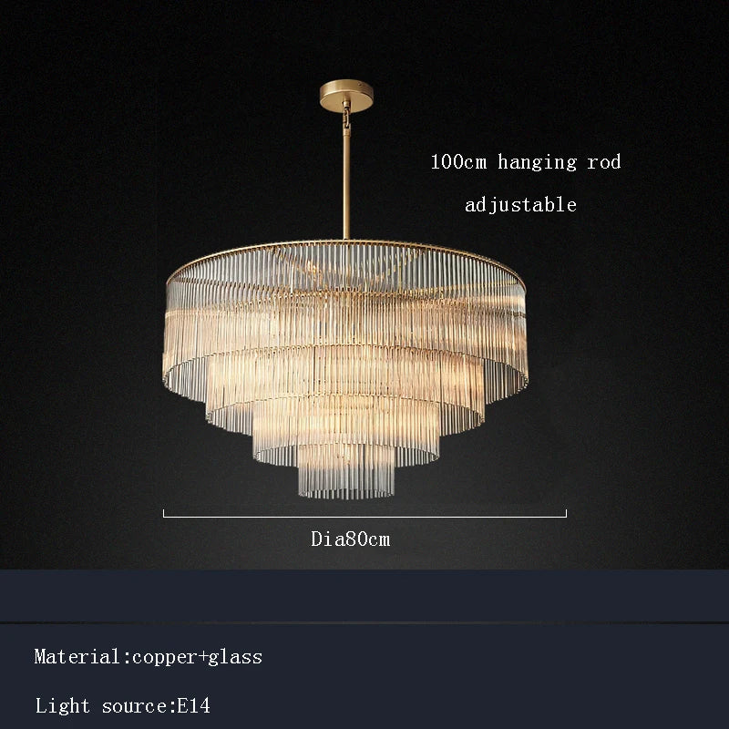 Art deco style Nordic chandelier featuring full brass and glass shade for dining room luxury creative hanging ceiling lamp