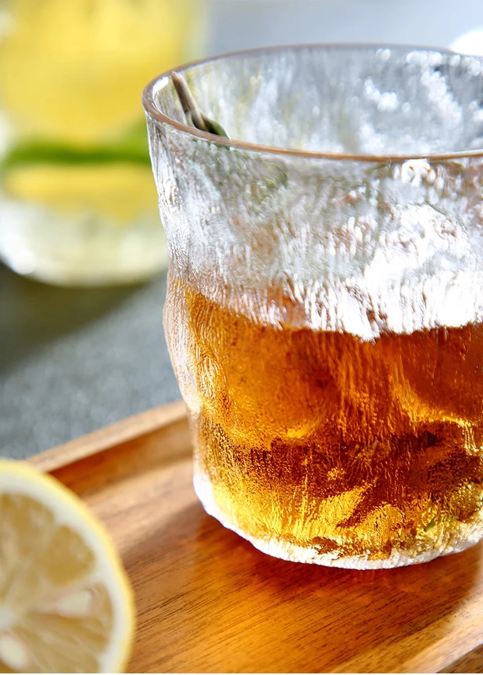 300ml/360ml Glass Cup Frosted Glacier Glass Water Cup Coffee Whiskey Beer Tea Mug Drinks Milk Cup Glass Mugs Handle Drinkware