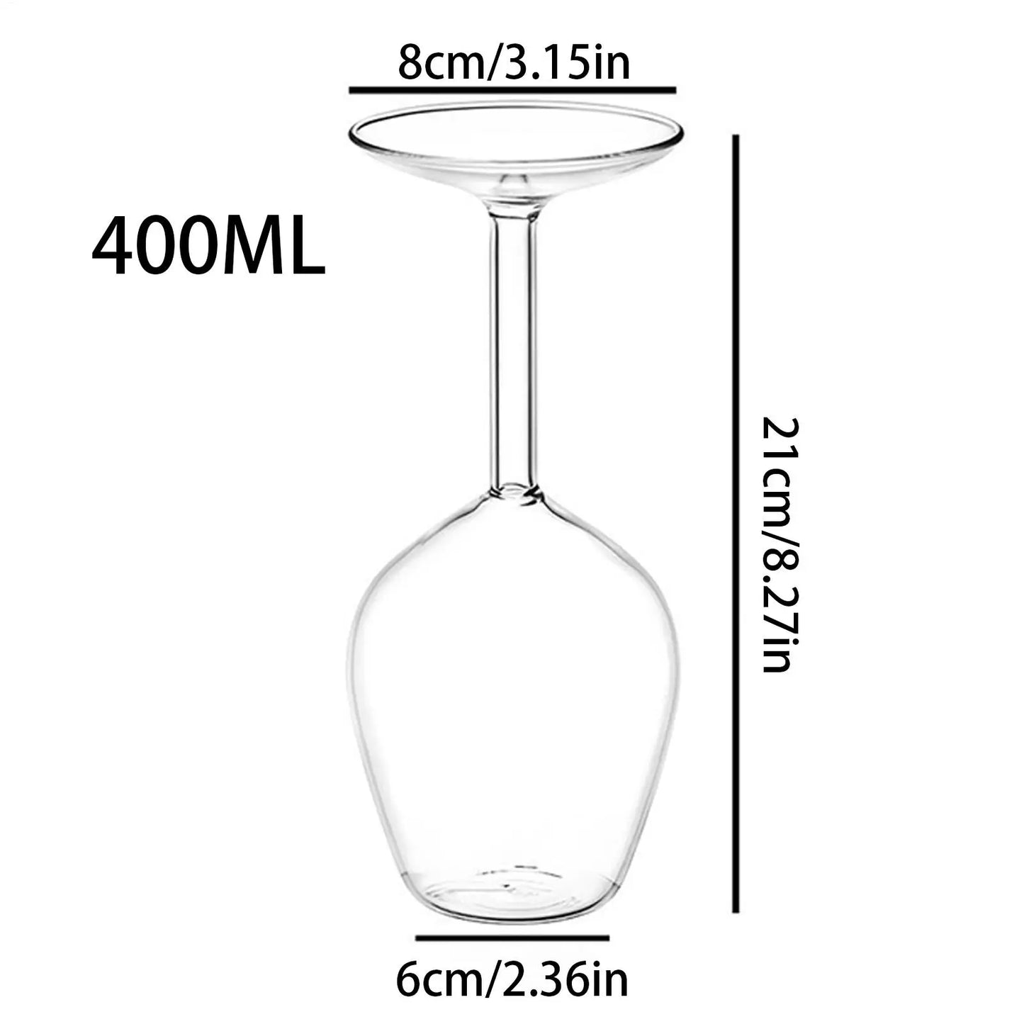 Upside down Wine Glass Red Wine Glasses Modern Glassware Cups 400ml for Hot and Cold Drinks Women Birthday Valentine's Day