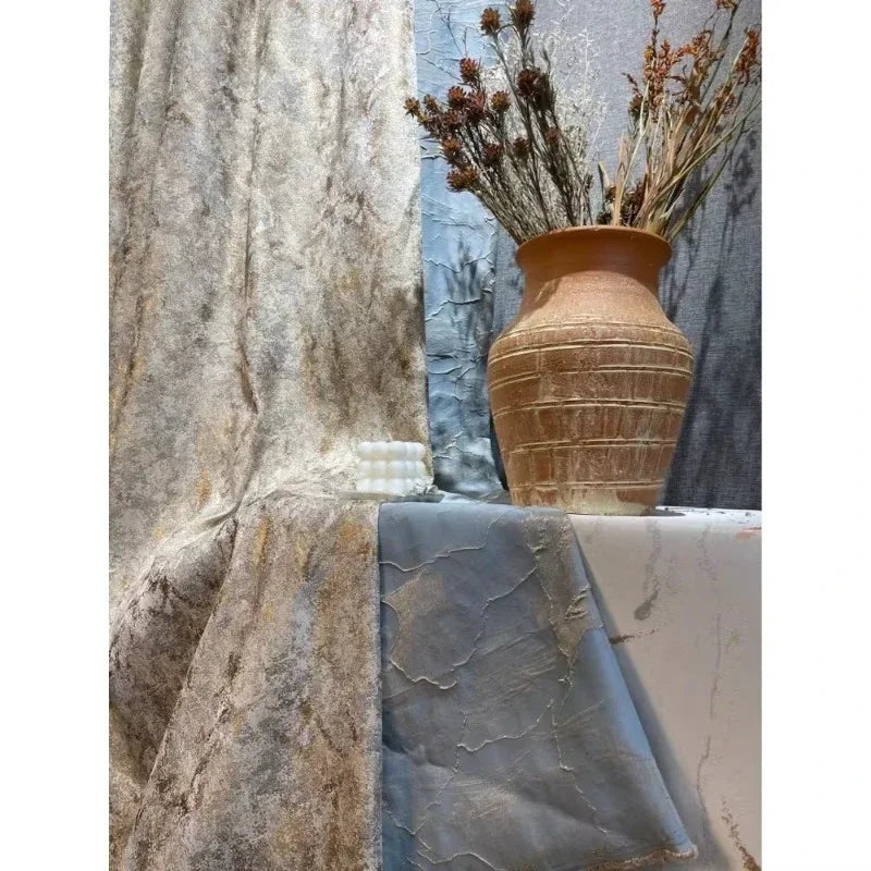 European Curtains For Living Room Dining Bedroom Minimalist Lace Modern American Opaque Blackout Printing Gold Wire Custom Size