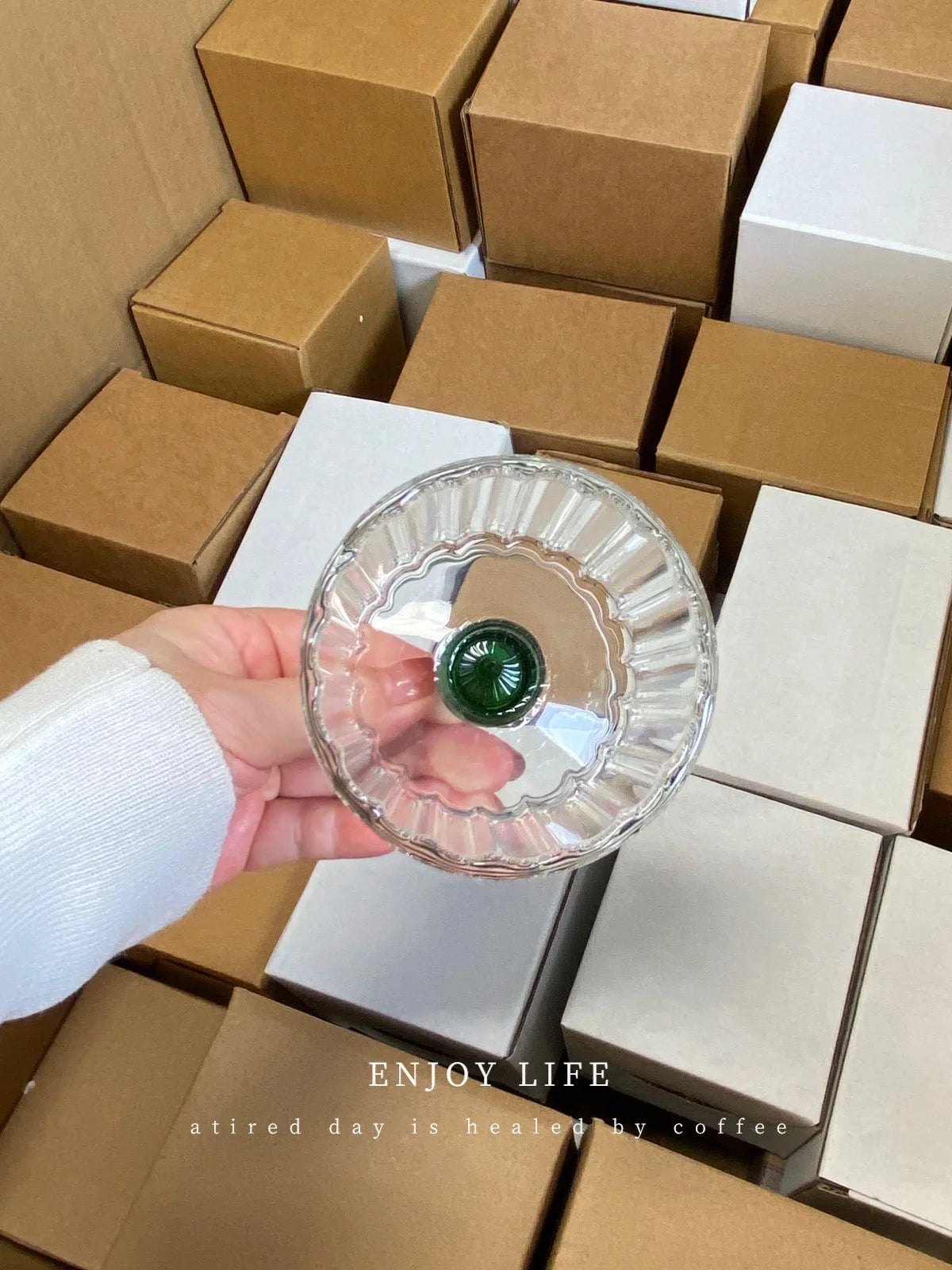 Vintage Drinking Glass Cup, Nordic Ripple Style, Amber, Yellow, Green, Blue Beaded Stem, Wine Glasses, Goblet, 200ml
