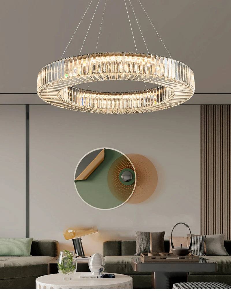 Modern Led Chandelier Round Rectangular Living Room Hanging Lamp Home Decor Indoor Lighting New Creative Kitchen Crystal Lustre