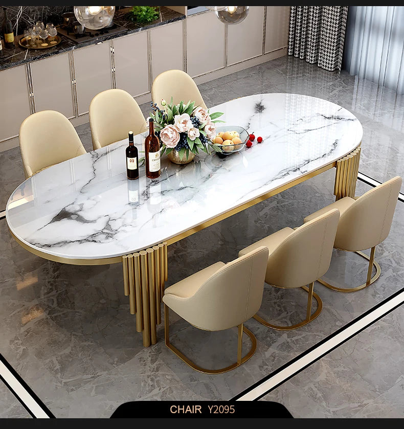 Stainless steel Dining Room Set Home Furniture modern marble dining table