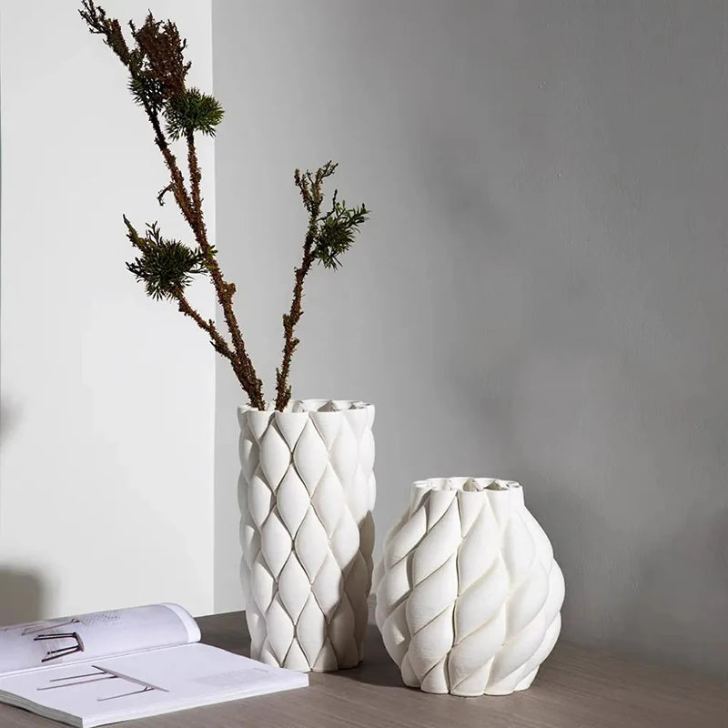 Ceramic Vases Modern Decor Flower Vase Desk Hydroponic Flowers Bottle  Interior Dried Flowers Container Pottery Decoration
