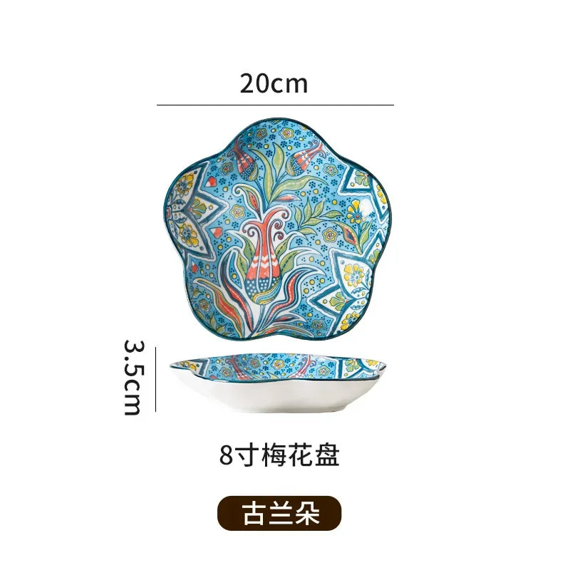 Ceramic Plates Vegetable Fruit Salad Good-looking Plate Breakfast Plates Exquisite Plum blossom Dinner Plate Western Pasta Plate