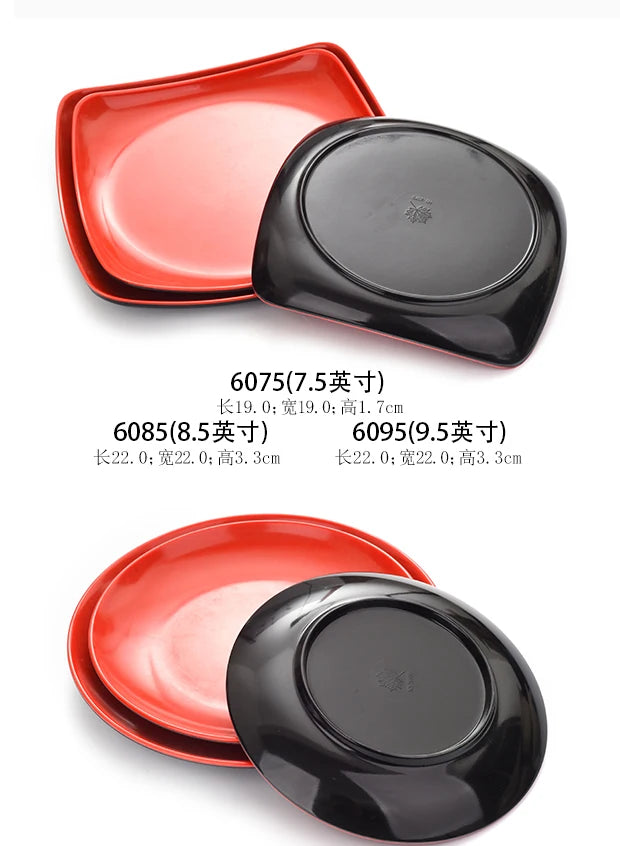Round Red Melamine Plate, Plastic Self-service Plate, Dessert Plate, Fruits, Snacks, Barbecue, Tableware, Multiple Choices