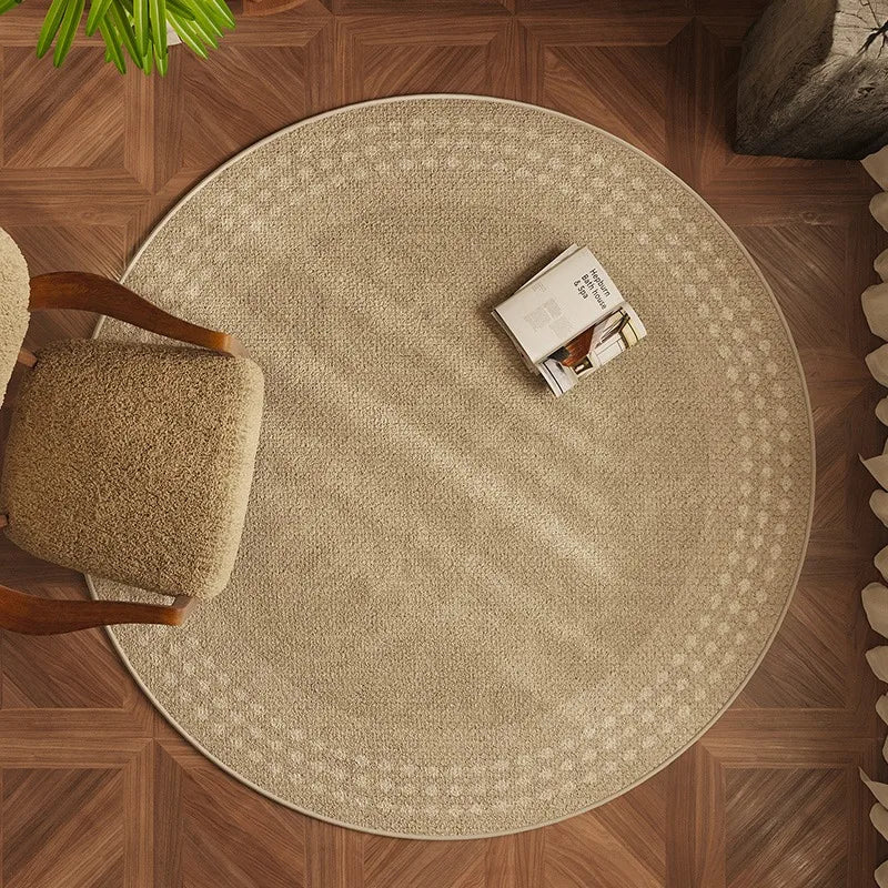 Round Bedroom Rug Light Luxury Study Coffee Table Floor Mat Retro Brown Living Room Carpet for Leisure Area Cloakroom Ковер 러그