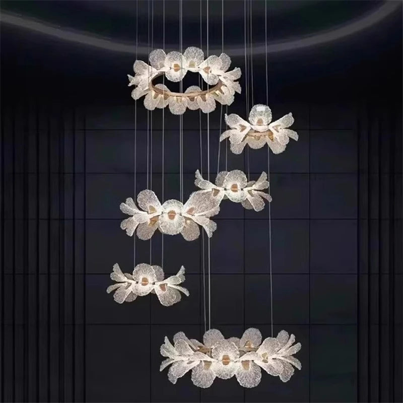 Luxury Ceiling Chandelier French for Home Decoration Living Room Pendant Light Dining Room Bedroom Flower LED Hanging Lamp LED
