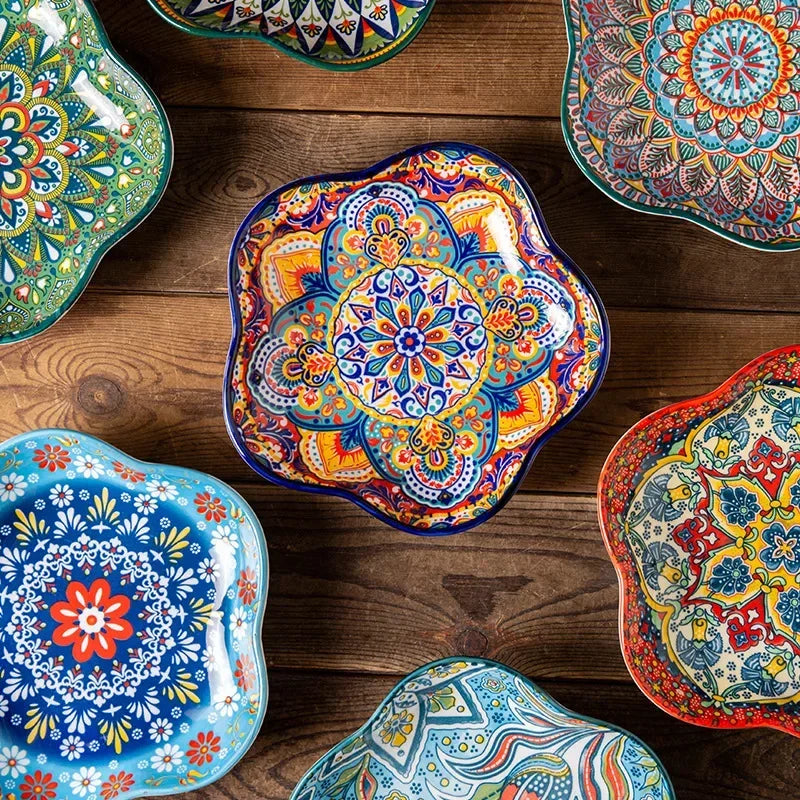 Ceramic Plates Vegetable Fruit Salad Good-looking Plate Breakfast Plates Exquisite Plum blossom Dinner Plate Western Pasta Plate