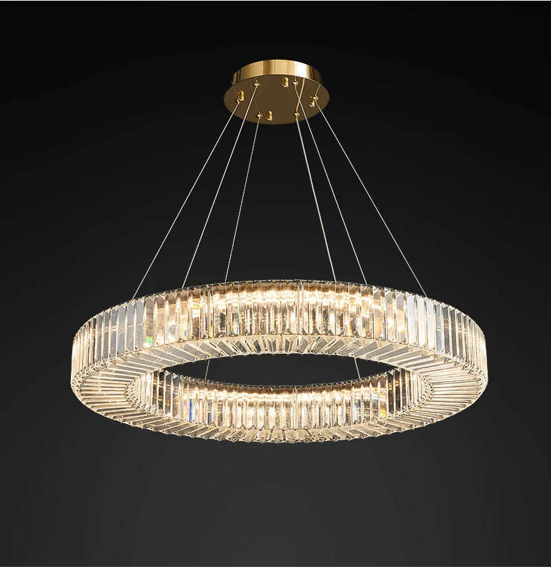 Modern Led Chandelier Round Rectangular Living Room Hanging Lamp Home Decor Indoor Lighting New Creative Kitchen Crystal Lustre